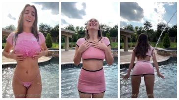 Christina Khalil filtró un video de una camisa rosa mojada en la piscina