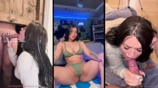 Kloe La Maravilla recibiendo la leche en la cara