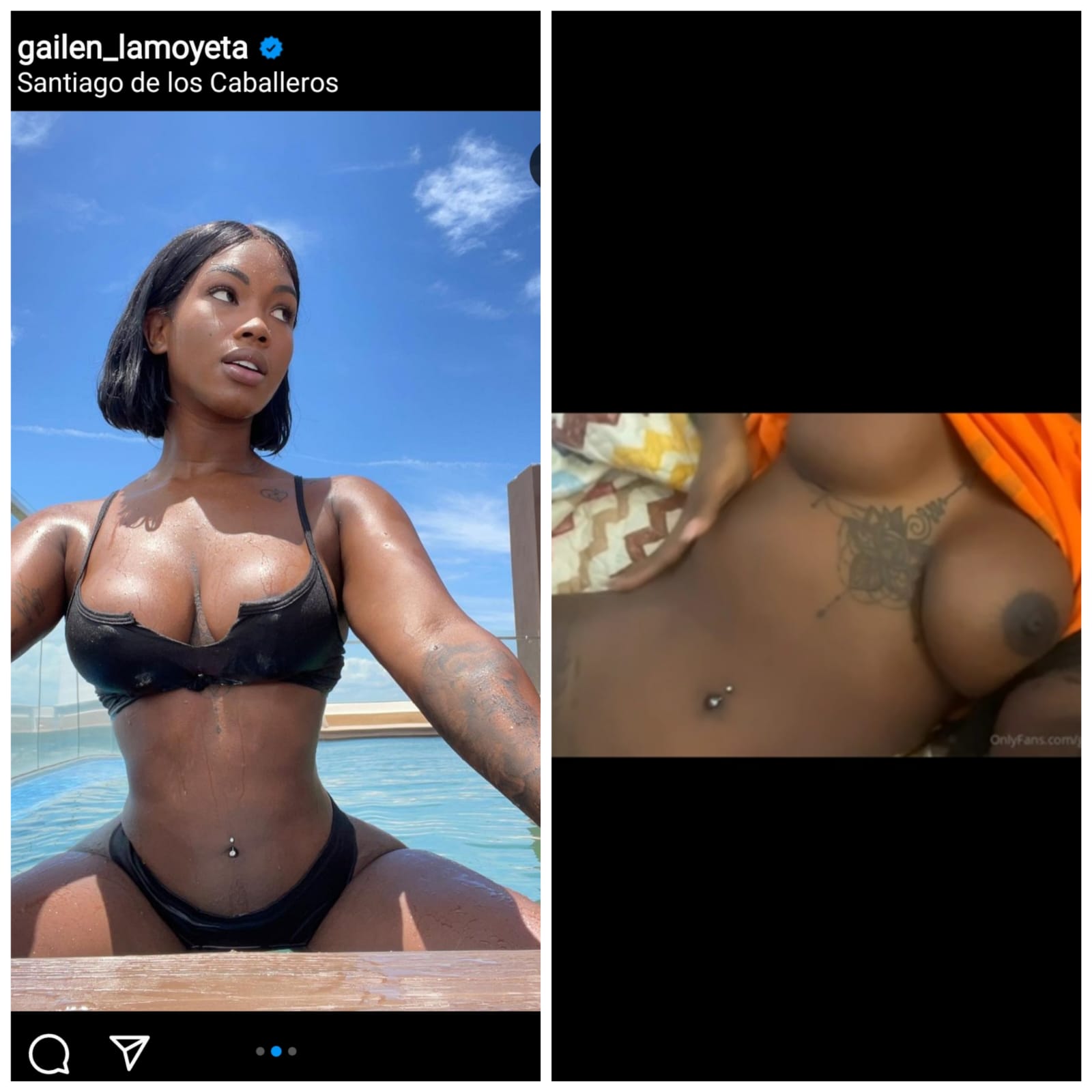 La negra Gailen La Moyeta masturbándose para onlyfans