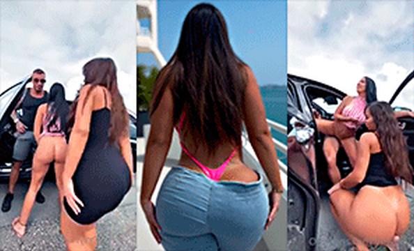 Maria Gjieli y naya paran el uber para follar en la vía pública