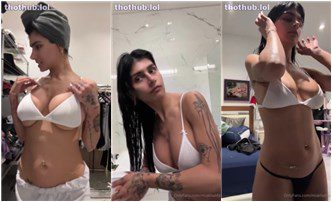 Mia Khalifa después de la ducha, lencería se burla de la fuga de Onlyfans