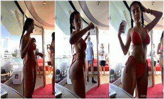Se filtró el video de Malu Trevejo en bikini rojo bailando solo en barco