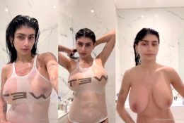 Se filtró la transmisión en vivo de Mia Khalifa desnuda y mojada con camiseta sin mangas en la ducha