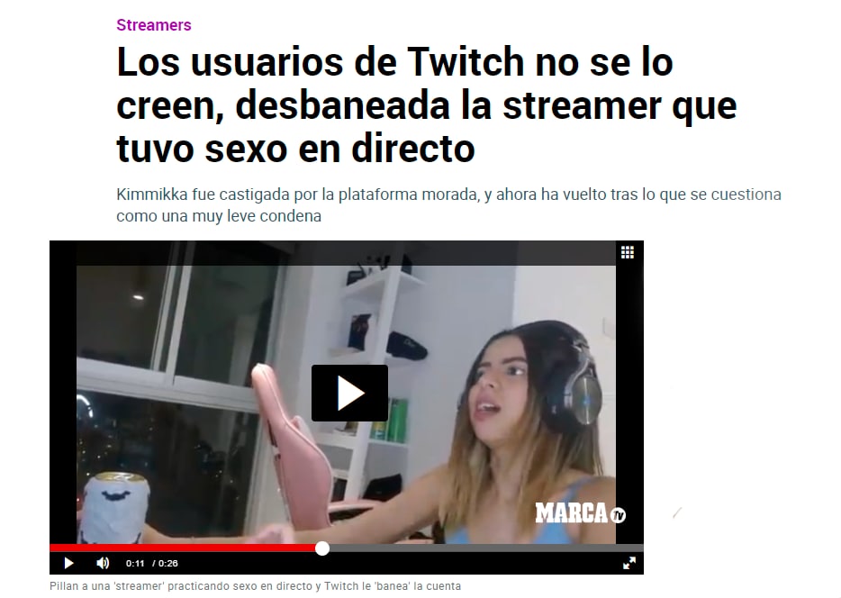 Twitch banea a Streamer kimmikka