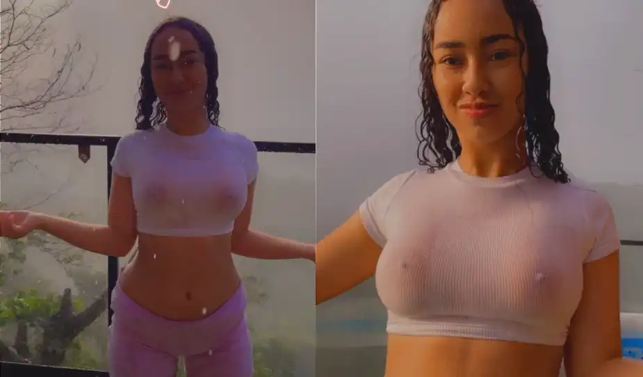 Valery Altamar disfrutando de la lluvia