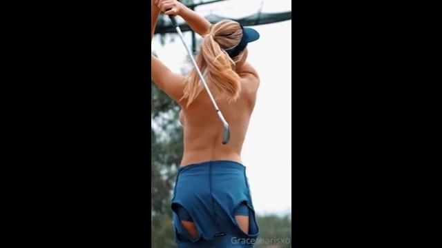 Vídeo filtrado de Grace Charis jugando al golf desnuda